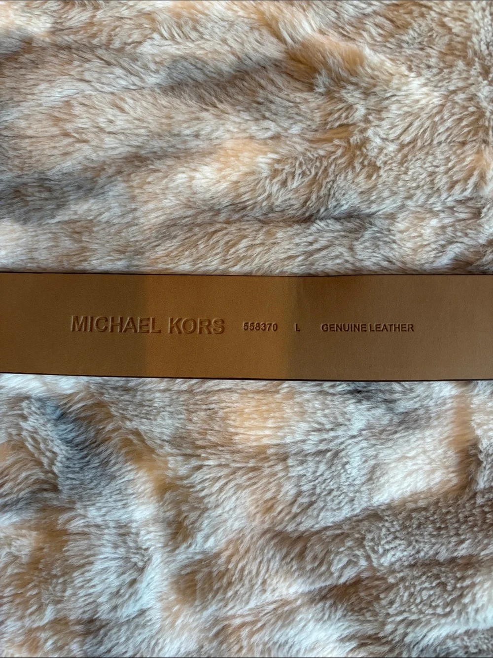Michael Kors Brown Leather Belt with Gold-Tone Buckle